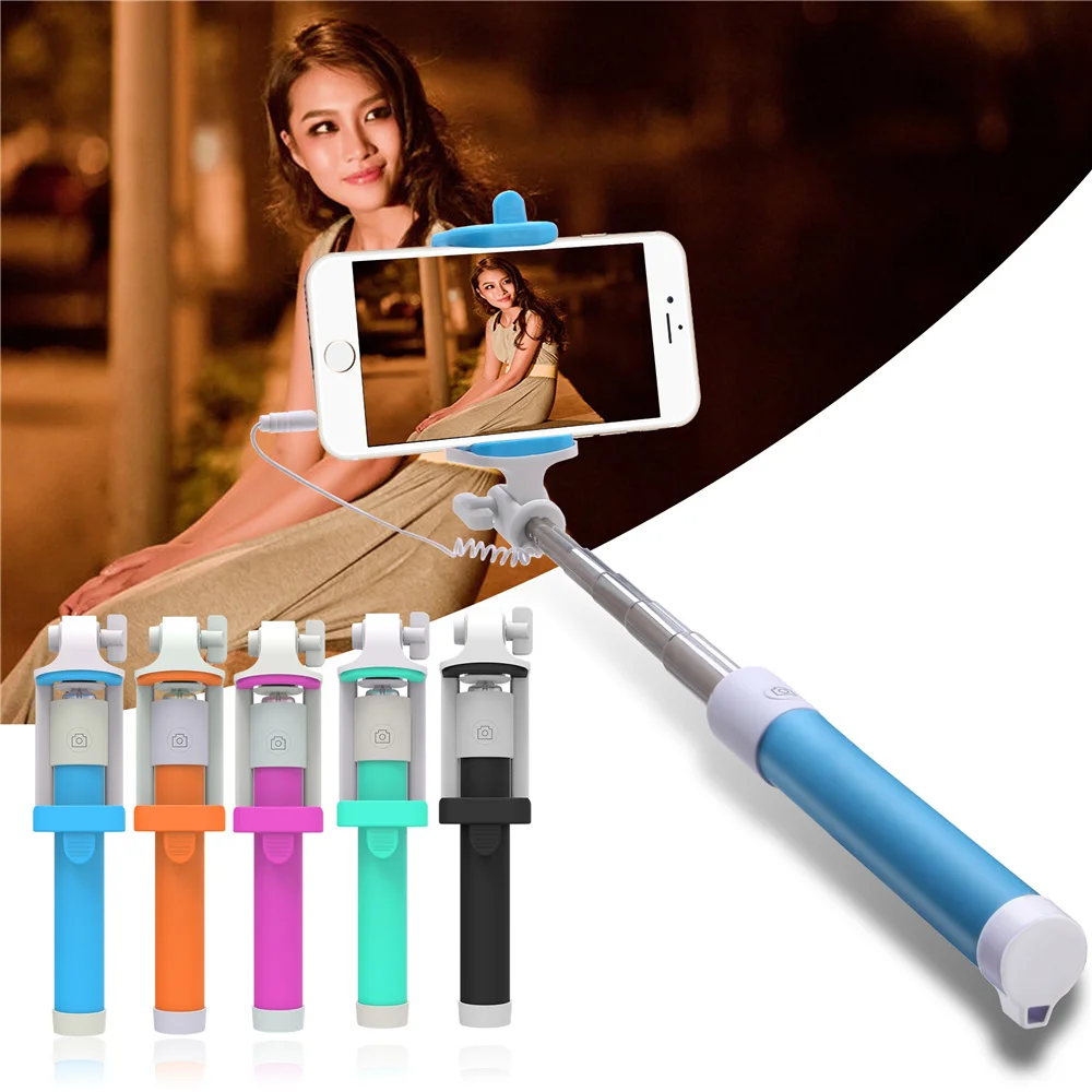 Wholesale Universal Monopod Palo Selfie Sticks Tripod Holder Wired