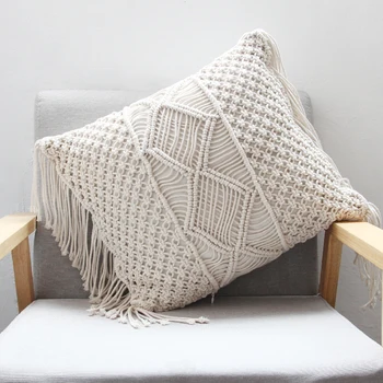 

45cm x 45cm Pillow Cushion Cover Cotton thread hand-woven linen Cover Car Home Decoration Sofa Bed Decor Bohemia Pillowcase