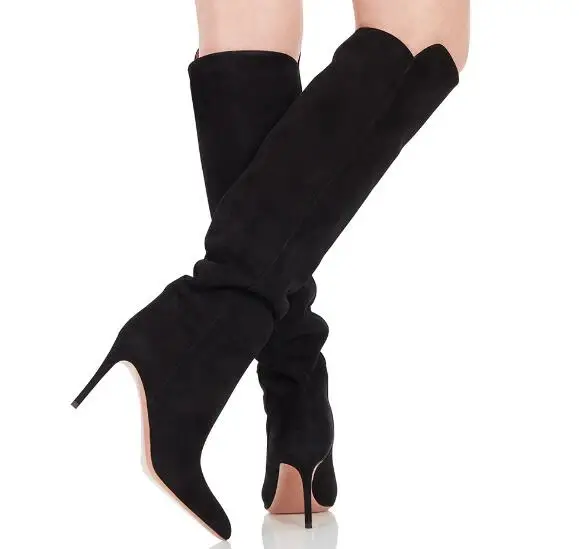 Nueva Moda Deslizamiento as Del Negro La Mujeres Color Dedo 45 En 2018 Tacón Estilete Largas Picture Desnudo Tamaño Invierno Pie Picture Rodilla Punta Más Botas Marca As Ixq456