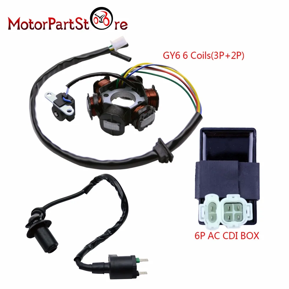 6 Poles Magneto Stator Coil 6 Pin AC CDI Box Ignition Coil Kit for GY6 150cc Stock Go Kart Engine ATV Quad Moped Scooter-in Motorbike Ingition from ...