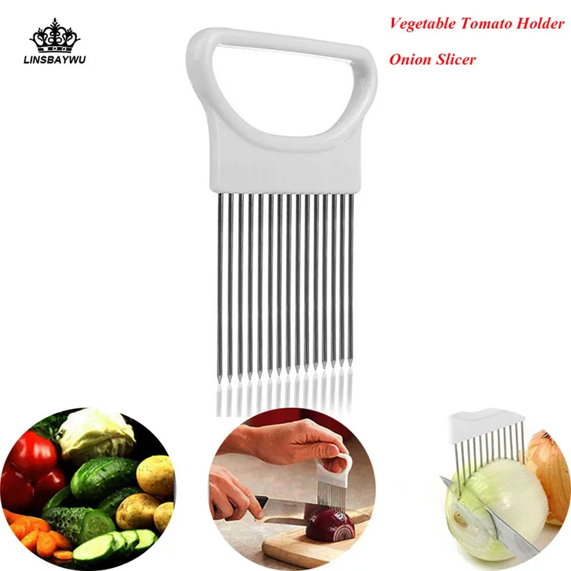 

1Pcs Kitchen Onion Slicer Easy Cut Onion Holder Fork Vegetable Slicer Cutting Aid Guide Holder Fruit Cutter Cooking Accessories