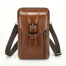 Мужской кожаный первый слой воловьей кожи сумка через плечо телефон сигарета кошелек крюк ремень поясная сумка