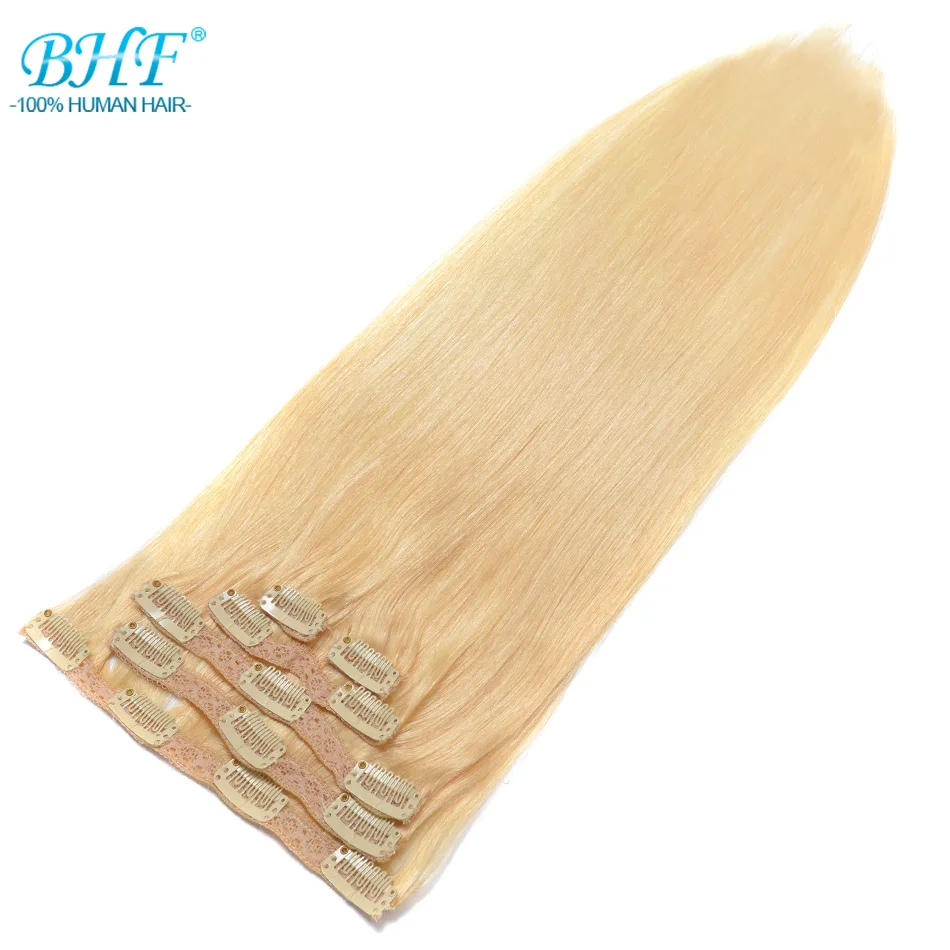 BHF Clip In Human Hair Extensions Straight Machine Made Remy 100% Chinese Full Head Hair Extension clips blonde 613# BHF Clip In Human Hair Extensions Straight Machine Made Remy 100% Chinese Full Head Hair Extension clips blonde 613#