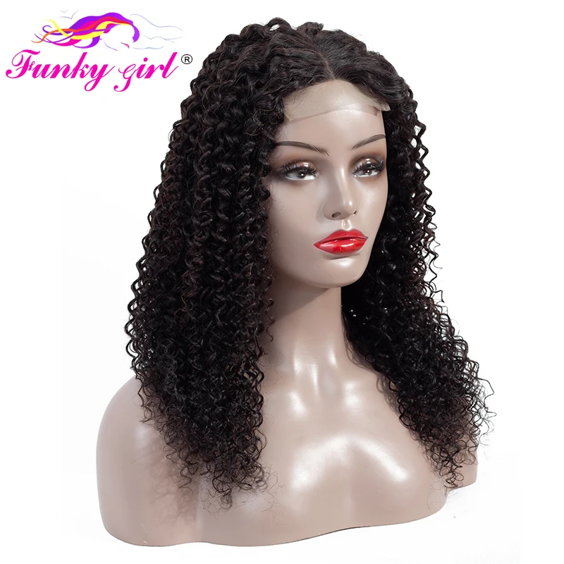 Funky Girl Brazilian Kinky Curly Lace Front Human Hair Wigs For Black
