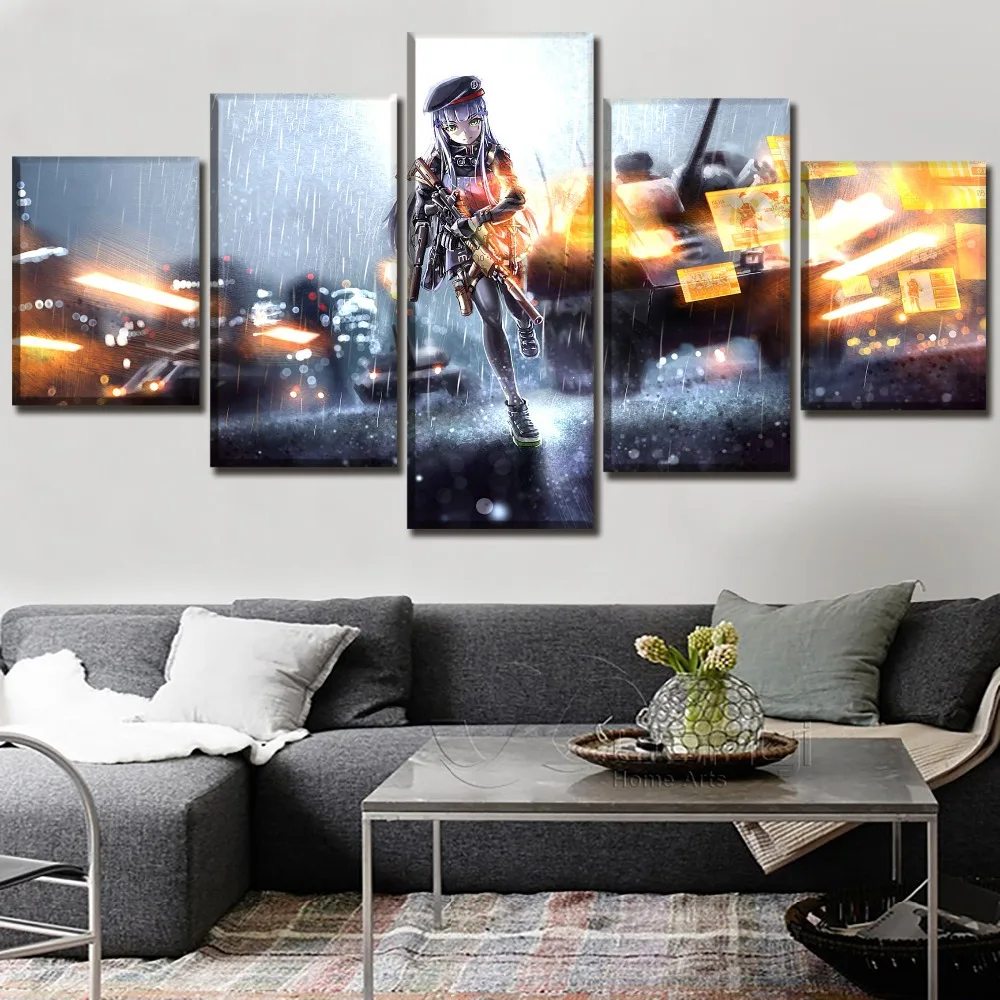 

Canvas HD Prints Modular Pictures Living Room Wall Art Framework 5 Pieces Anime Girls Frontline Tank Poster Home Decor Painting