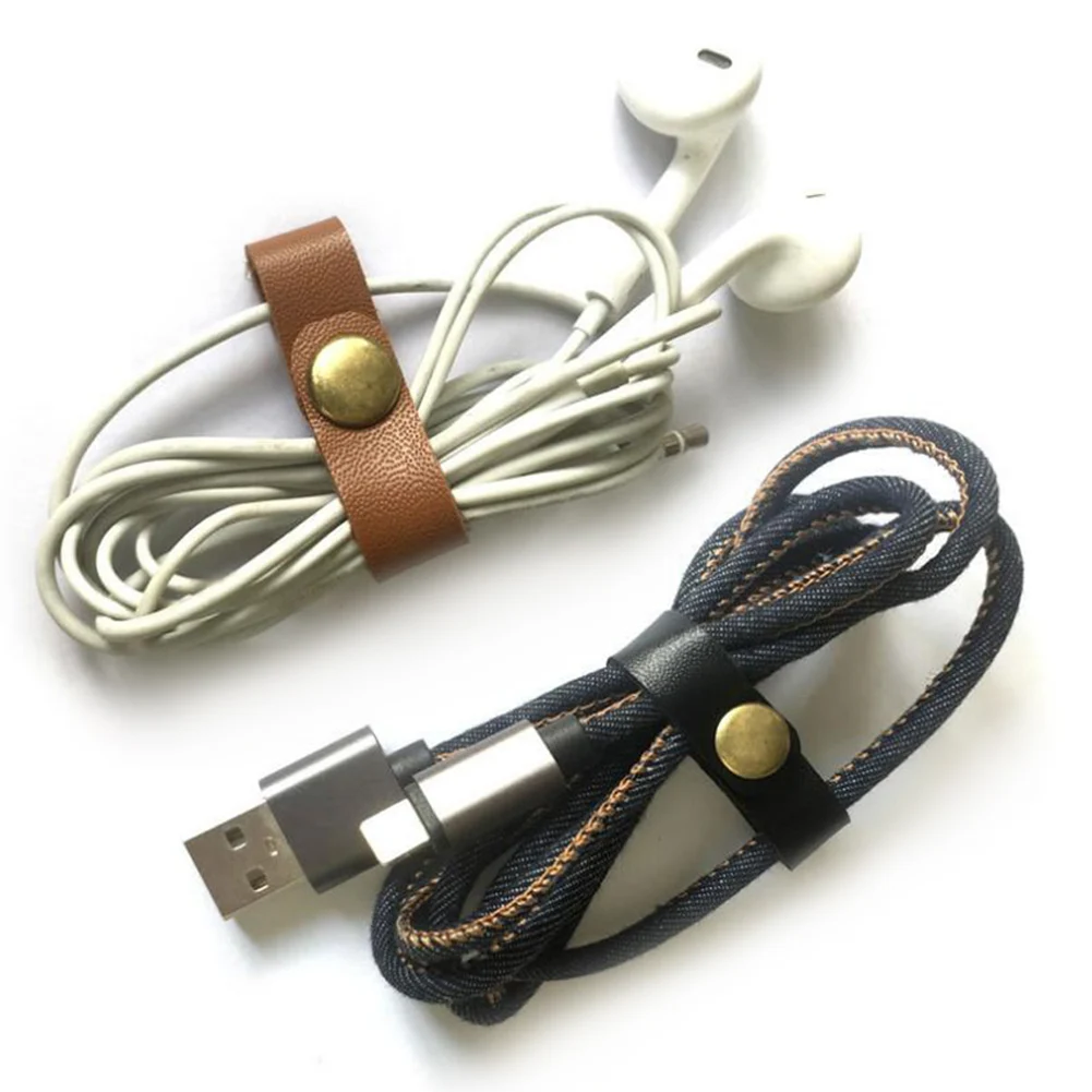 

Leather Colorful Earphone Headphone Cable Line Holder Fashion Travel Organizer Packing Accessories