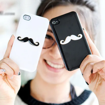 Silk Stripes Mustache Rhinestone Strass Phone Case For IPhone45 |