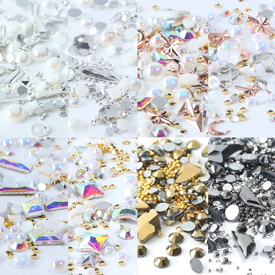 3D Mix Sizes Crystal AB Rhinestones Nail Art Decorations Charm Flatback Glitter Beads Jewelry Stones Manicure Accessories LA1018 (2)