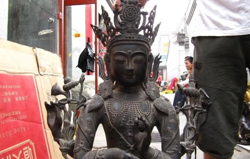 

38"Tibet Bronze Copper Padmapani Four Armed Kwan-Yin GuanYin Bodhisattva Statue