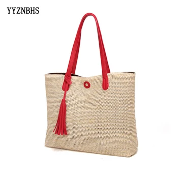

2020 New Fashion Straw Shoulder Bags Women Handbag Summer Beach Bag Rattan Woven Handmade Large Capacity Tote Bags Shopping Bag