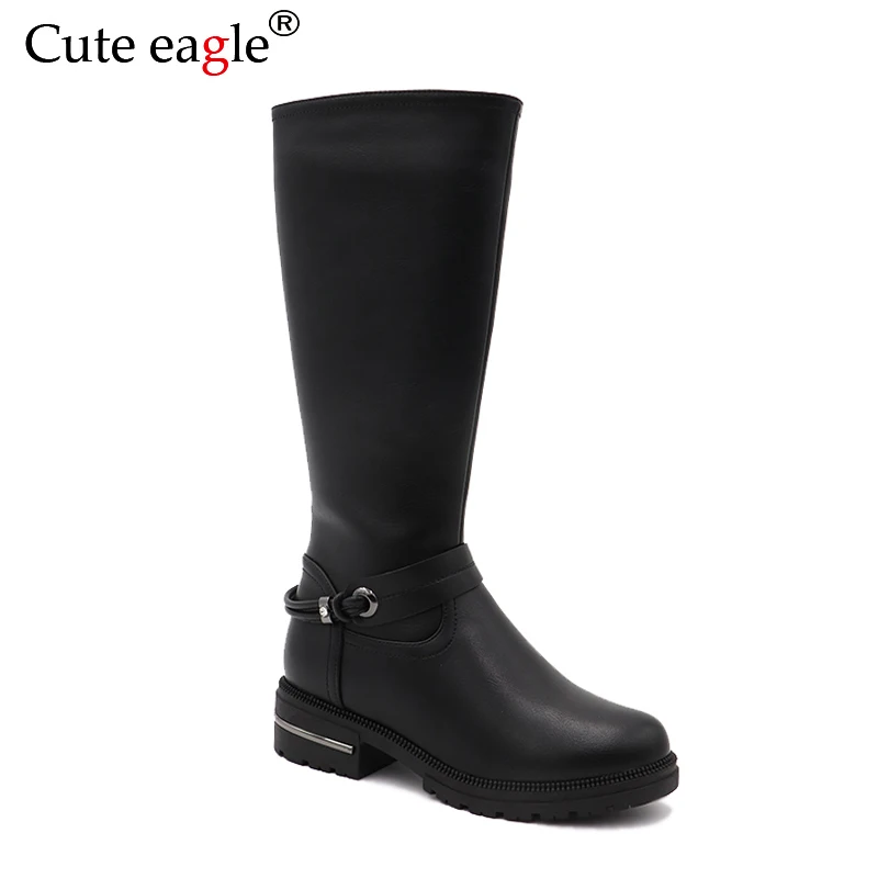 

Cute eagle Winter PU Leather Boots Children Girls Felt boots Kids Warm With Plush Snow Boots Girls Fashion High Rubber Boots