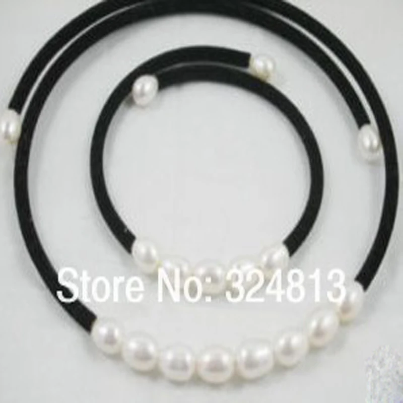 

New 7-8MM White Akoya Cultured Pearl Necklace bracelet AA2689