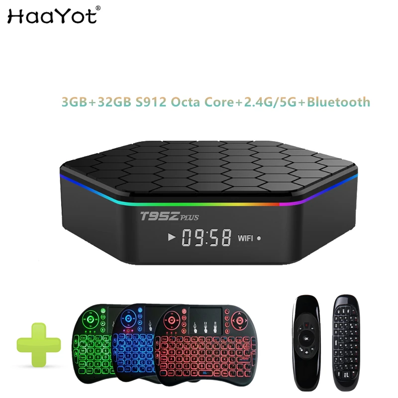 

HAAYOT T95Z Plus TV Box Android 7.1 Amlogic S912 64 bit Octa core 3GB 32GB 2.4G+5G Wifi BT4.1 1000M 4K Set-top Box Media Player