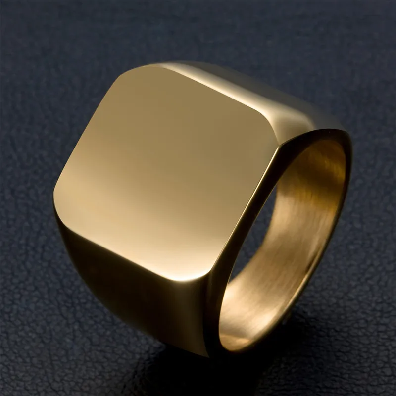 Modyle New Fashion Jewelry High Polished Signet Solid Stainless Steel Ring Stainless Steel Biker Ring For Men