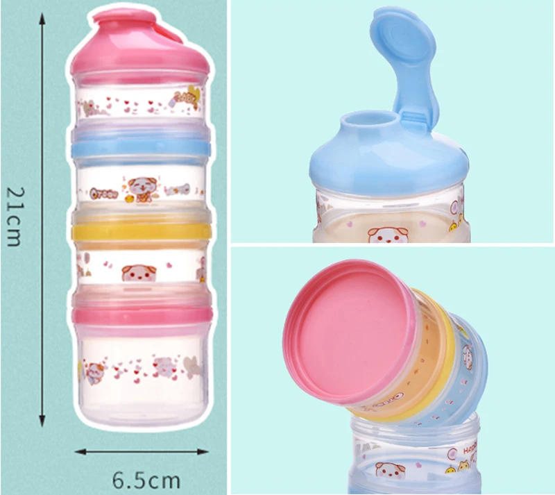 4 слоя мультфильм портативный детский молочный порошок коробка для хранения еды контейнер для новорожденных детей и детей прибор для кормления