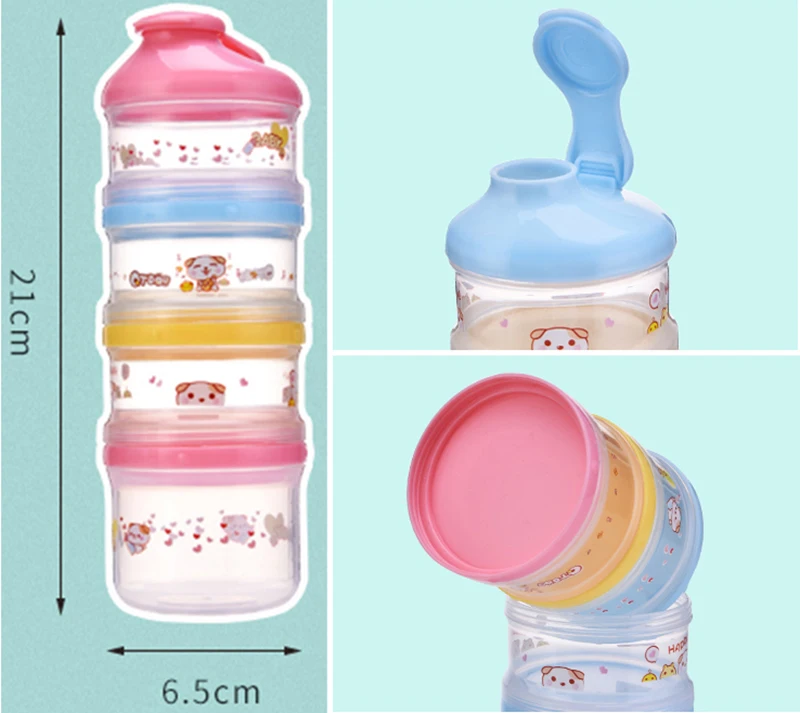 4 layers cartoon portable baby milk powder food storage box container for newborn baby kids and children feeding appliance 4 layers cartoon portable baby milk powder food storage box container for newborn baby kids and children feeding appliance