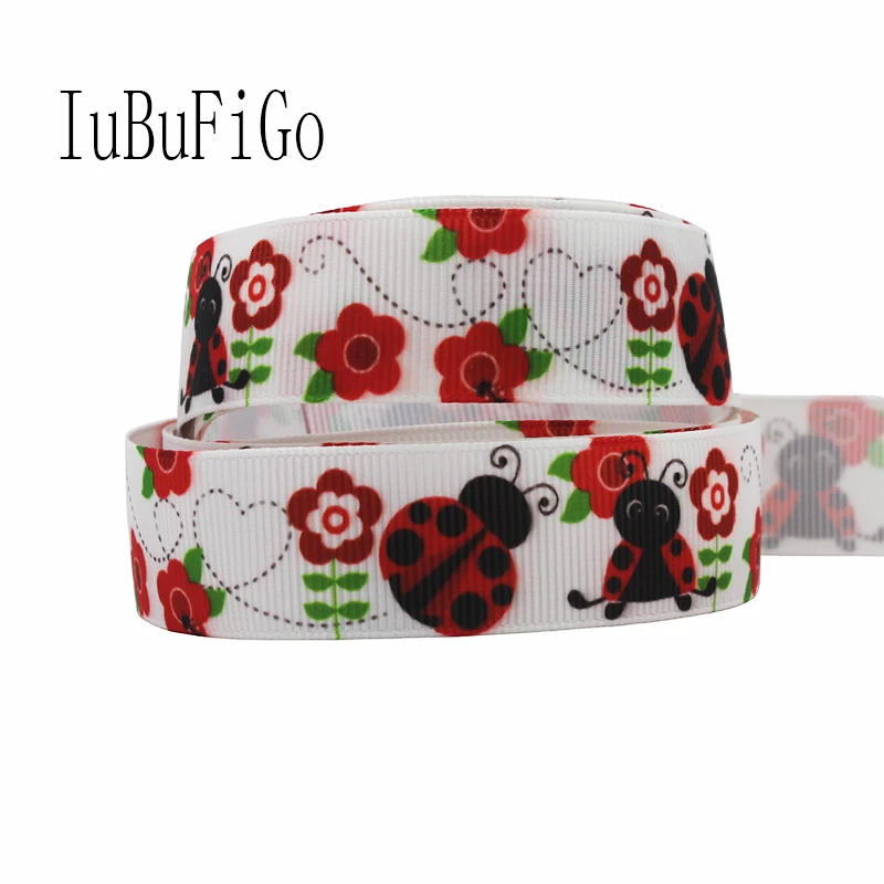 [IuBuFiGo] 7/8 &quot(22 мм) ленты с насекомыми Жук цветочным принтом Grosgrain для DIY ручной