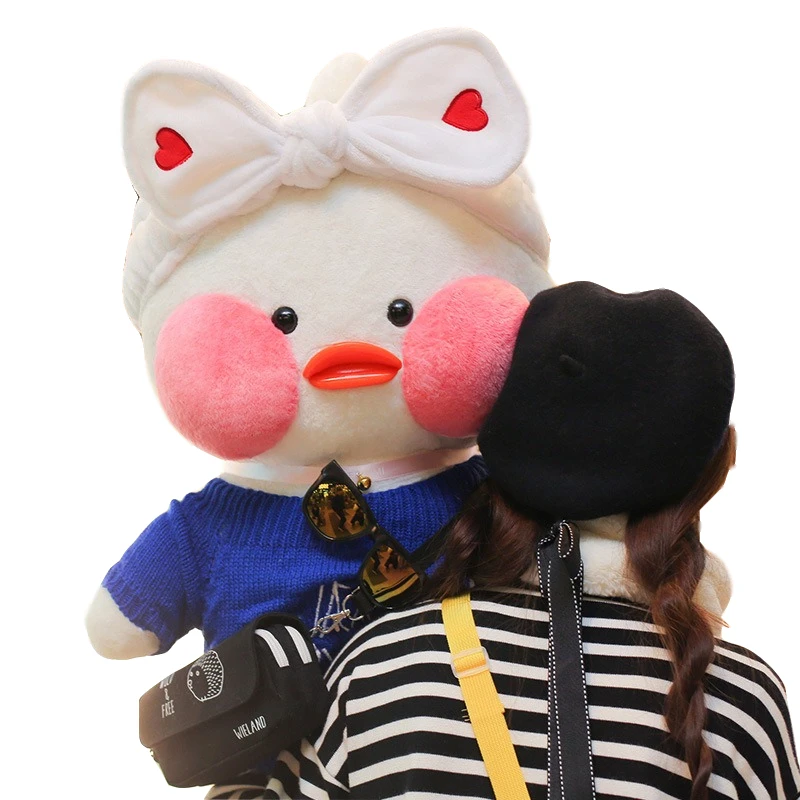 80cm Huge Lalafanfan Cafe Duck Plush Stuffed Toys Kawaii Duck Plush Toys Valentine's Day Gifts Decoration Toys for Girls