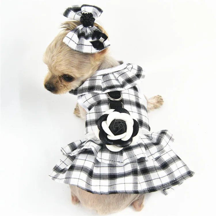 Элегантное платье-пачка принцессы с цветами для собак; Одежда для собак; одежда для маленьких питомцев; жилет для собак; поводок; ошейник