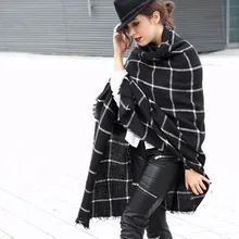 100pcs/lot New Lady Women Blanket black white Plaid Cozy Checked Tartan Scarf Wraps shawl