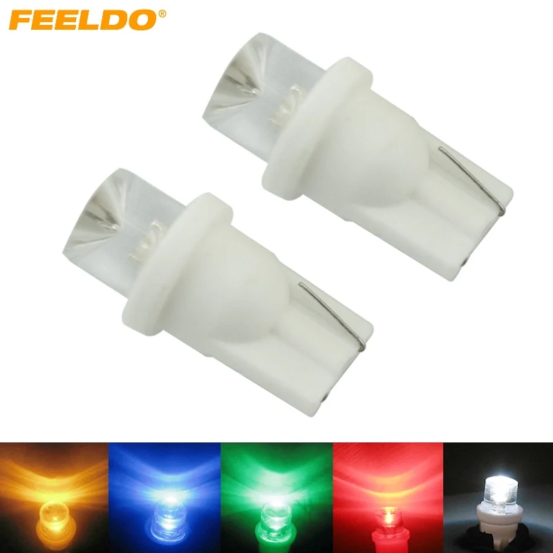 

FEELDO 10X Auto Car T10 194 168 1-LED Concave LED Wedge Base Dashboard LED Light Bulbs White Red Blue Yellow Green #AM3167