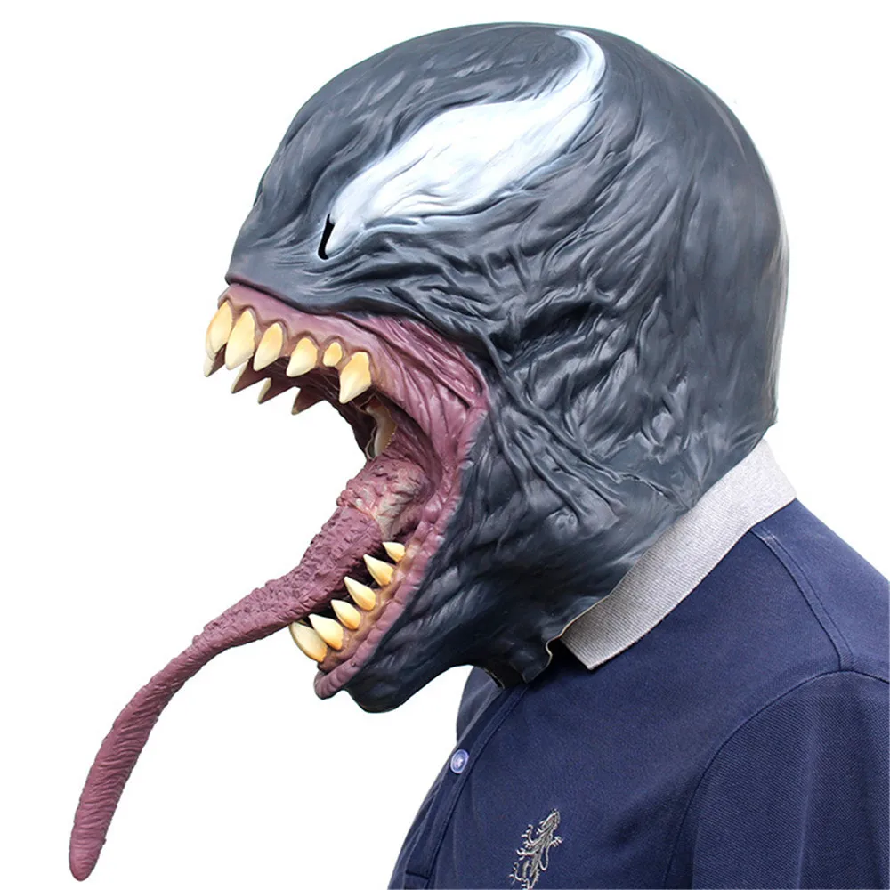 Яд Маска Фильм Костюм Venom Eddie Brock косплэй черный человек паук полная голова шлем