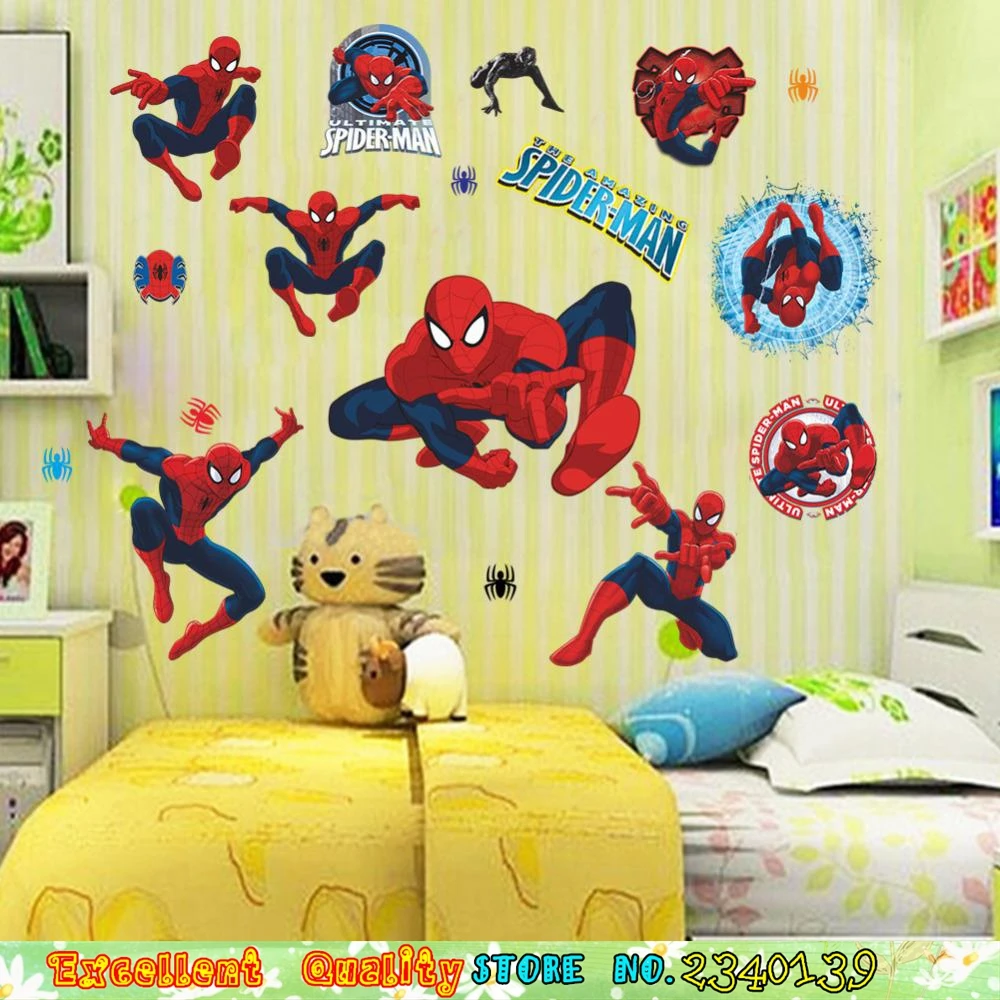 Boys Kids Room Sipderman Wall Stickers Christmas Gifts