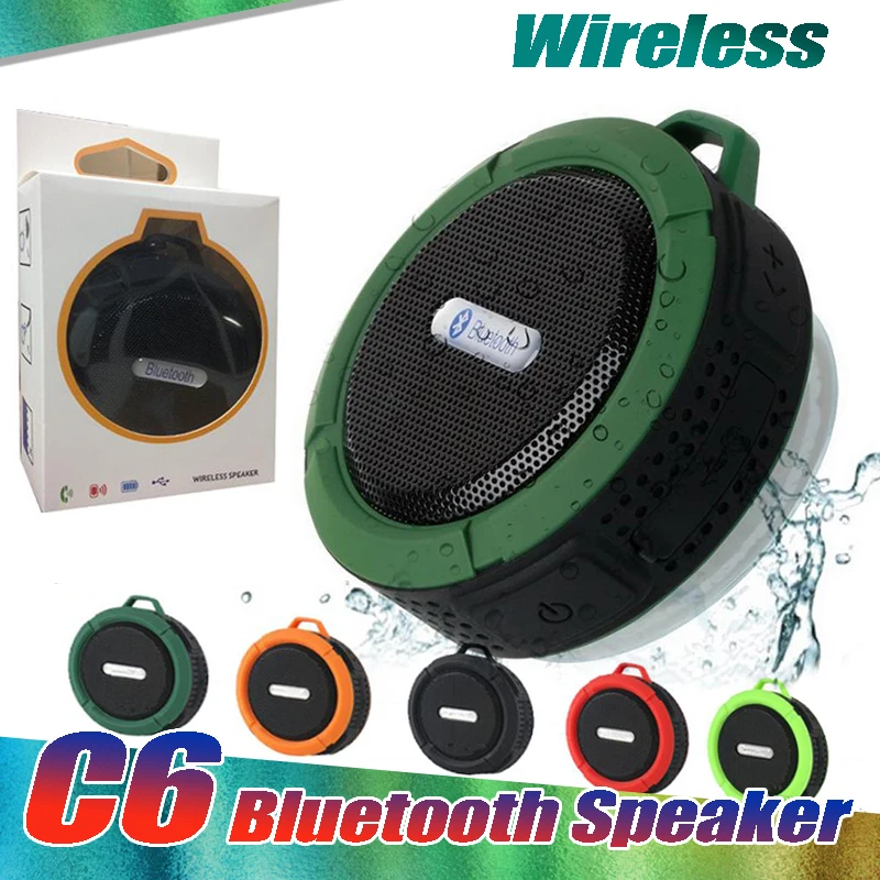 Динамик Bluetooth 20 шт./лот C6 беспроводной портативный аудиоплеер водонепроницаемый