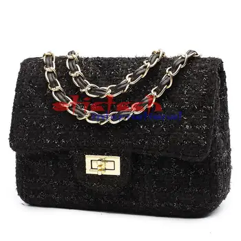 

by dhl or ems 10pcs Top Handle Bags For Women Shoulder Bag Wool Small Chain Messenger Bag Ladies Black Day Clutches Famous Brand