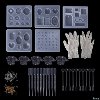 

1 Set Epoxy Resin Kit DIY Jewelry Making Tools Disposable Gloves Silicone Molds Diamond Pendant Necklace Handmade Pins Mix Stick