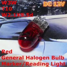 12 V lâmpada Halógena de Carro Lâmpada Geral W3W5W T10 W2.1X9.5d para Largura Do Marcador Cor Vermelha Top Luz de Leitura da Placa de Licença