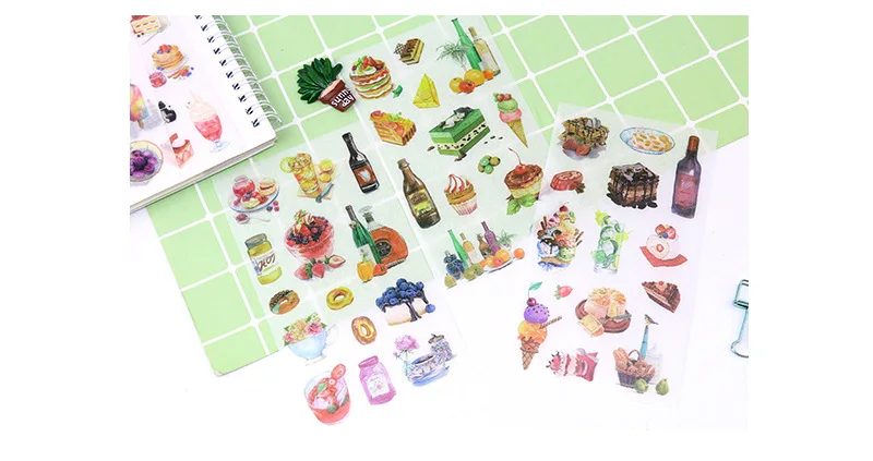 6 листов/упаковка Kawaii наклейки с десертом милые канцелярские наклейки милые бумажные наклейки для детей DIY дневник в стиле Скрапбукинг фото Ablums