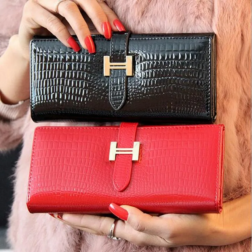 2016 luxury women ladies wallet female zipper leather crocodile slim long famous brand designer ...