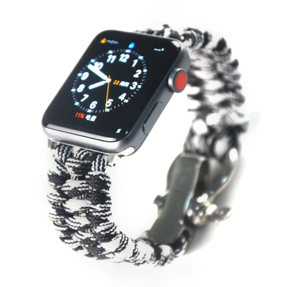 Браслет для наручных часов iWatch, браслет шнур для парашюта 38/42/40/44 мм нейлоновая веревка ремешок для наручных часов Apple Watch, версии 5 4 3 2 1