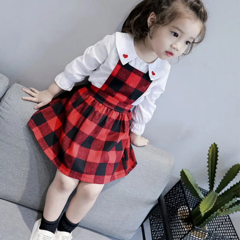 

Spring Autumn Fashion Dress For Girls Baby Dress Plaid Adorable Bowknot Dresses Children School Clothes 1-6T