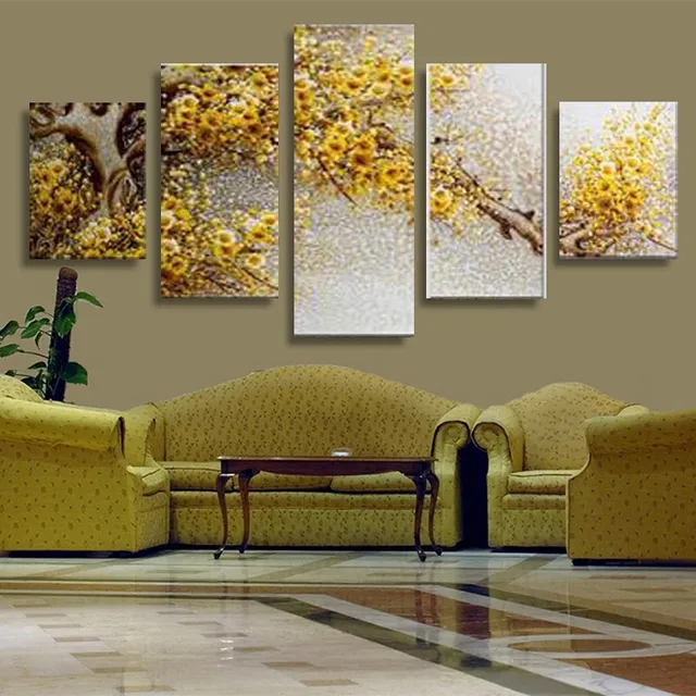 5 Stuk Canvas Art Gele Bloemen Muur Foto Print Canvas Schilderij ... 5 Stuk Canvas Art Gele Bloemen Muur Foto Print Canvas Schilderij ...