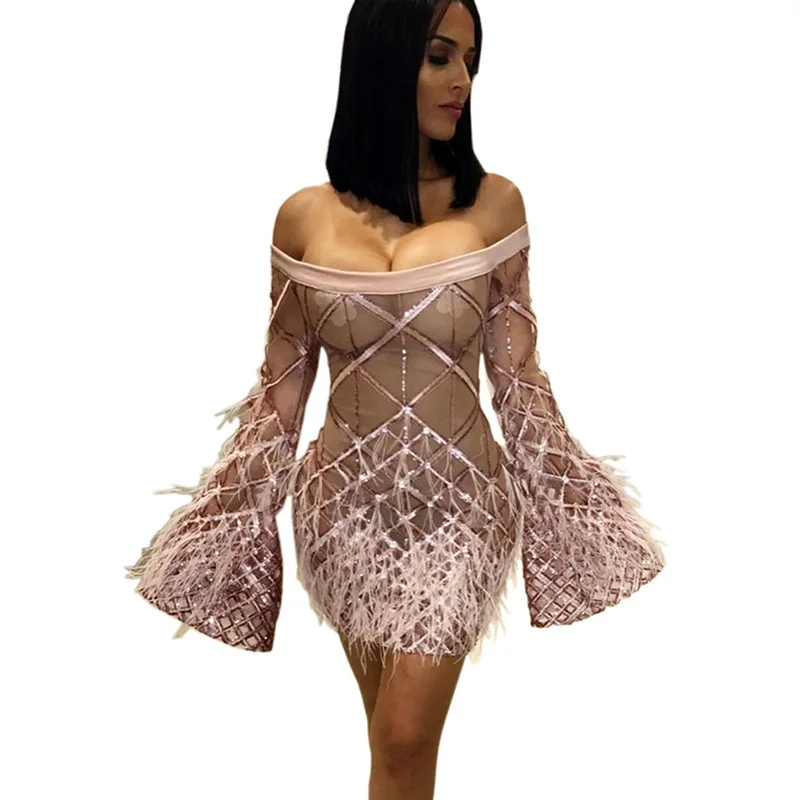 bodycon feather dress