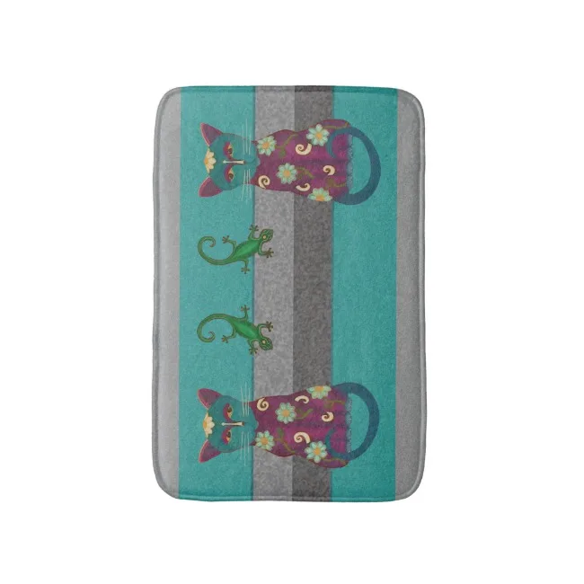 Two Cats and Two Lizards Bathroom Mat Cute Animal Kitchen Carpets Anti-Slip Carpet Mats for Stairs and Kids Room Home Decoration Two Cats and Two Lizards Bathroom Mat Cute Animal Kitchen Carpets Anti-Slip Carpet Mats for Stairs and Kids Room Home Decoration