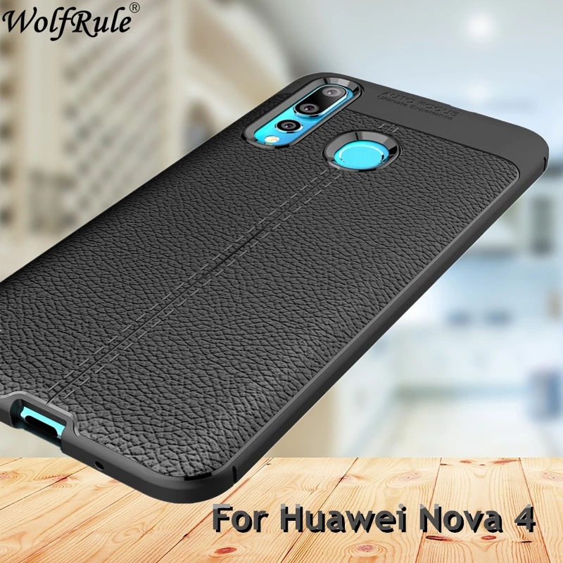 Wolfrule чехол Huawei Nova 4 Модный стиль личи Прочный Гибридный для Чехол Силиконовый ТПУ