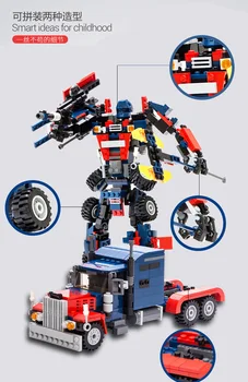 

2 in 1 Deformation robot truck children boy assembling building blocks toy car 3styles