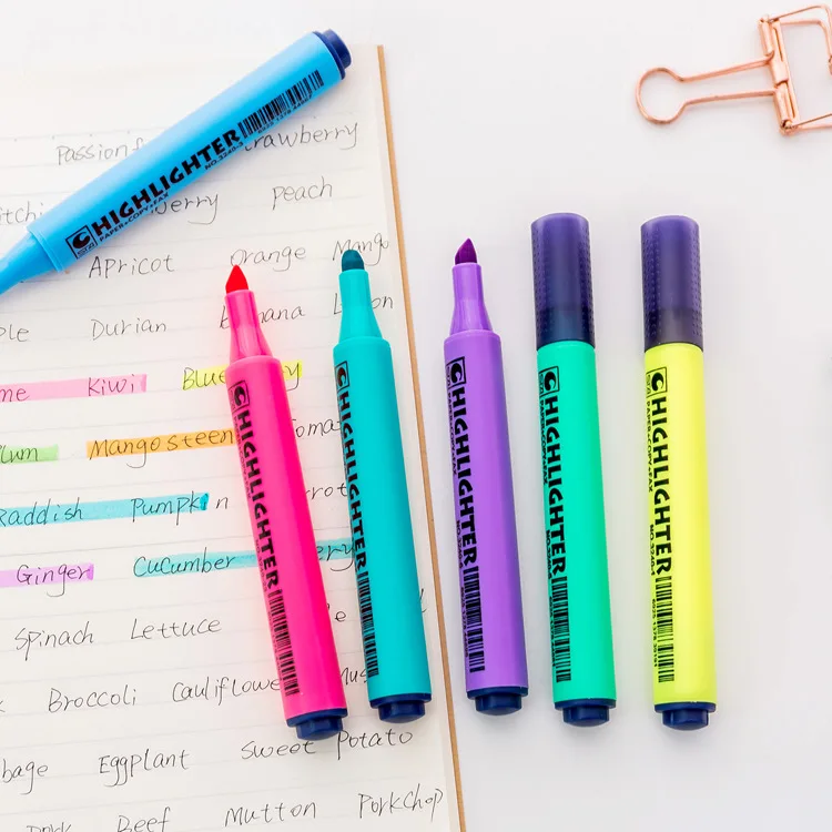 

Simple Triangle Fluorescent Pen Colorful Candy Color Highlighters Promotional Markers Gift Stationery