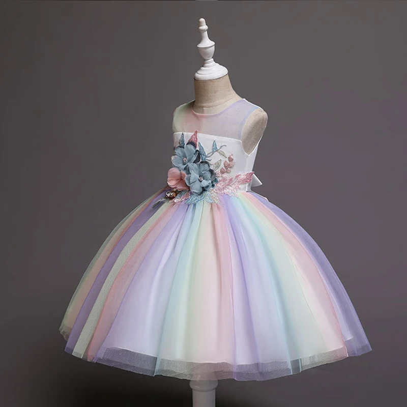 

Kids Dresses for Girls Wedding Embroidery Floral Children Princess Formal Dress Flower Evening Prom Gown Girls Party Clothing
