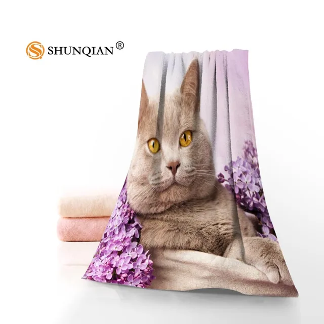 New Custom Cat Animal Pet Cats Towel Printed Cotton Face/Bath Towels