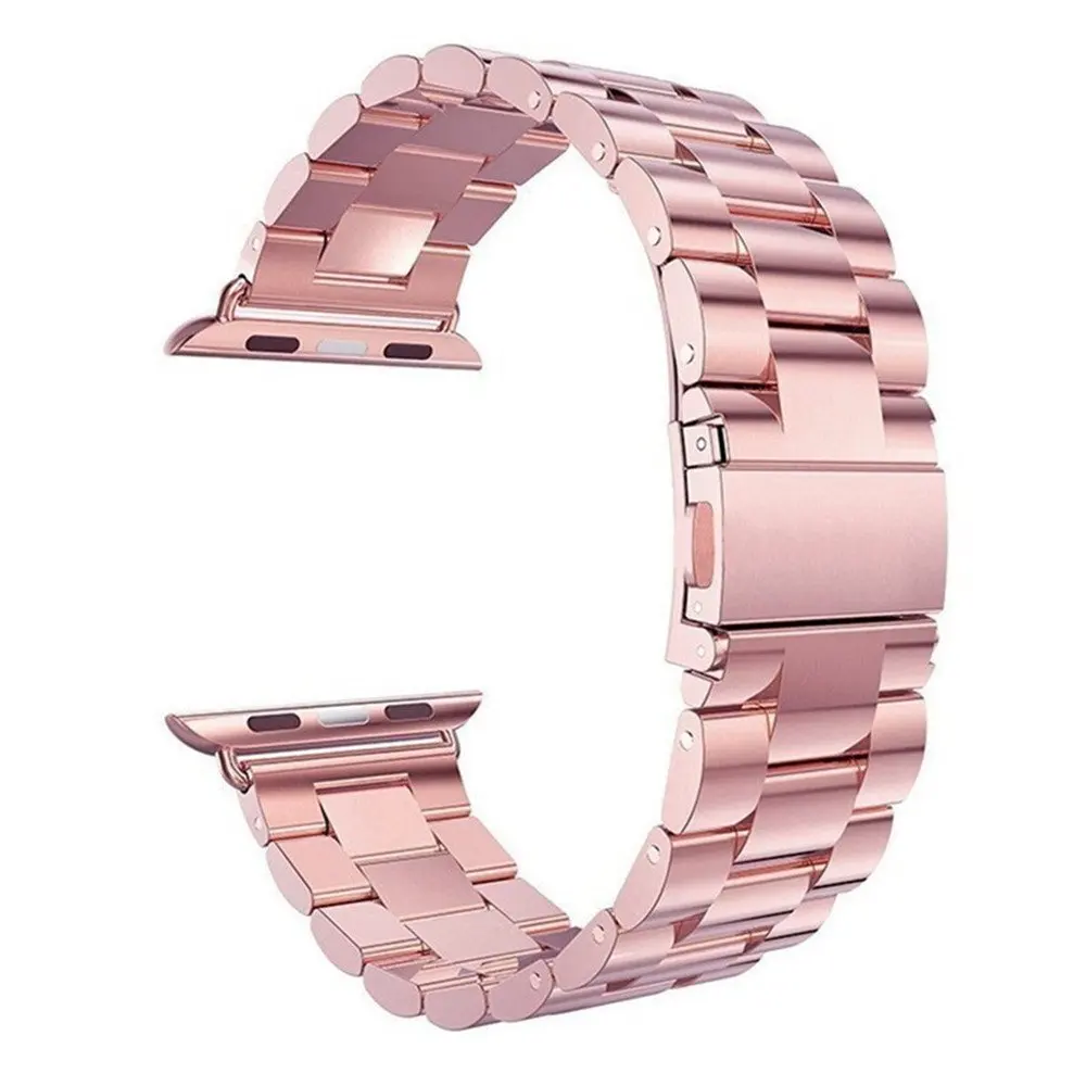 Металлический ремешок из нержавеющей стали для Apple Watch Series 5 1 2 3 4, сменный деловой ремешок для iwatch 38 мм 40 мм 42 мм 44 мм - Цвет ремешка: rose pink