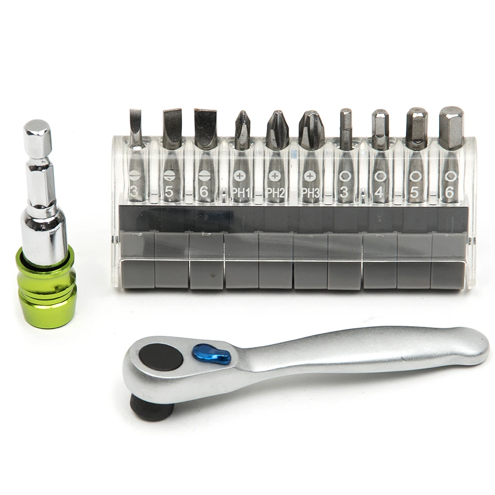 1/4" Ratchet Socket Wrench Screwdriver Bits Set 1/4" Holder Hex Shank CRV Slotted Torx