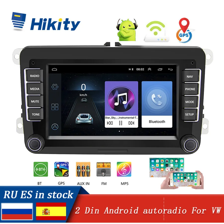 Hikity Car Radio Android 2 Din 7'' Multimedia Player GPS Navigation WIFI FM Autoradio for Volkswagen/Passat/POLO/GOLF/Skoda/Seat