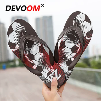 

Fashion Football Flip Flops Men Beach Slippers Summer Aqua Water Shoes 2018 New Flip Flop Slipper Chanclas De Hombre Size EU 45