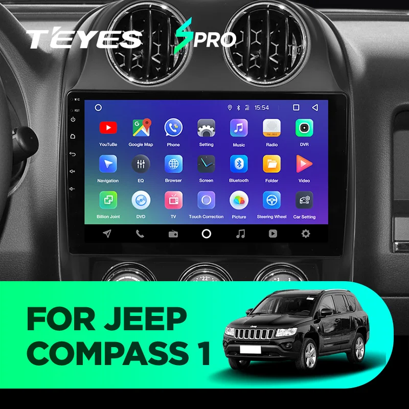 TEYES SPRO Штатная магнитола для Джип Компасс 1 Jeep Compass 1 MK 2009 2011 2012 2013 Android 8.1, до 8-ЯДЕР, до 4+ 64ГБ 32EQ+ DSP 2DIN автомагнитола 2 DIN DVD GPS мультимедиа автомобиля головное устройство