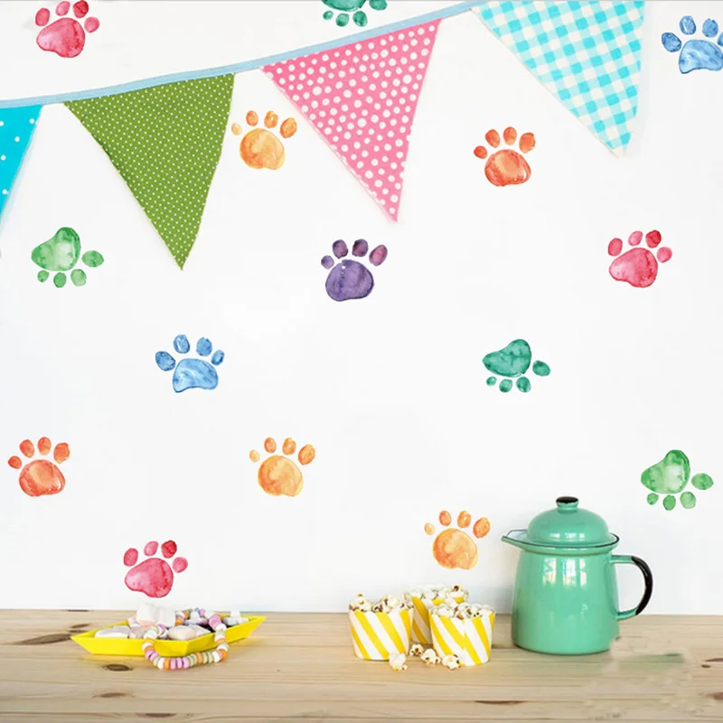 Paw Print Wall Sticker Baby Nursery Bedroom Wall Stickers For Kids