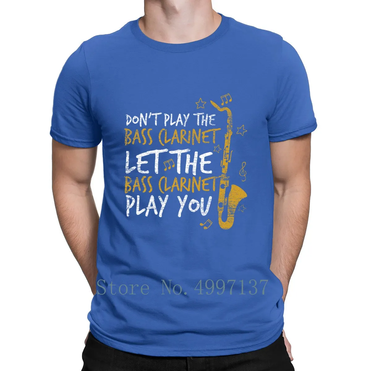 Футболка с надписью Let The Bass Clarinet Play You 100% хлопок базовая Летняя вязаная футболка